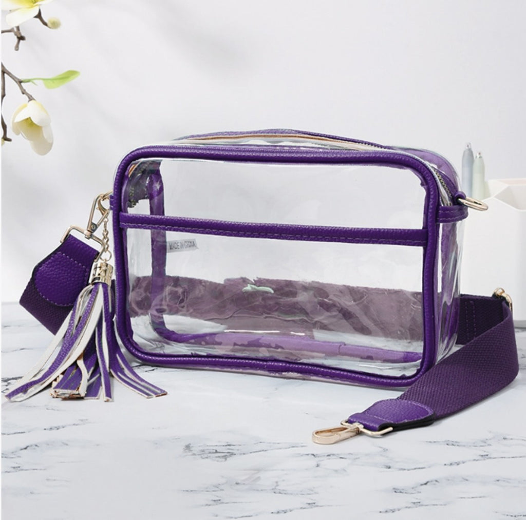 Indy Cheer Stadium Approved Clear Purse Purple