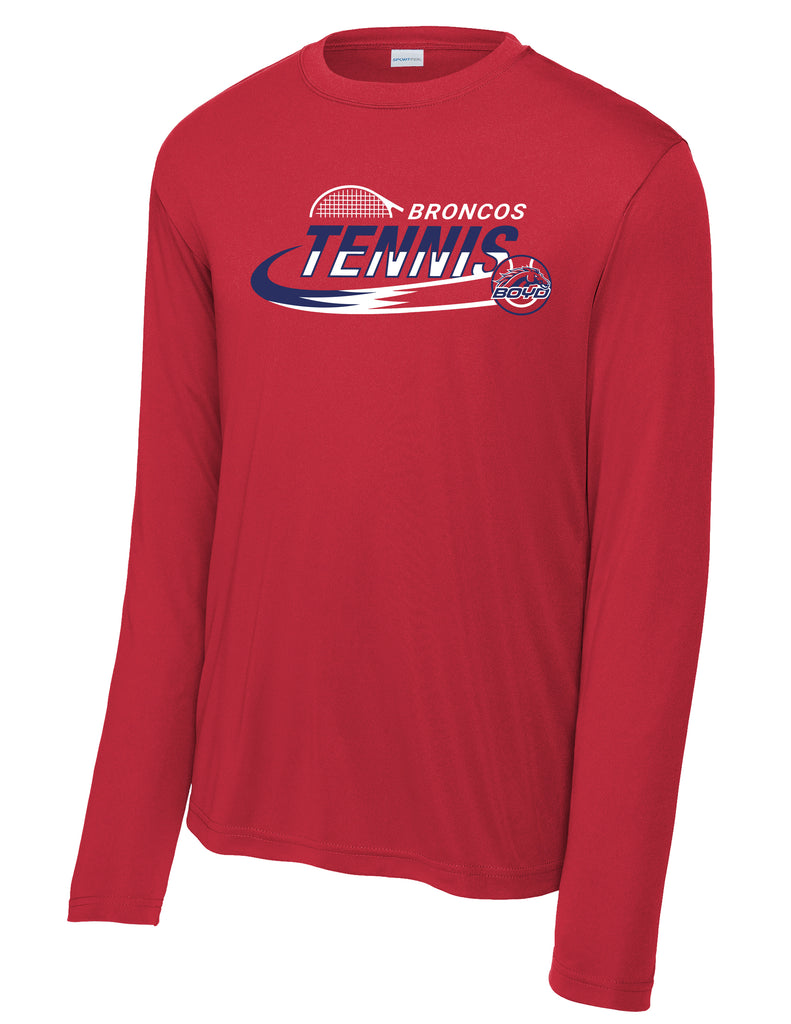 McKinney Boyd Tennis Red Swoosh Design Long Sleeve Drifit