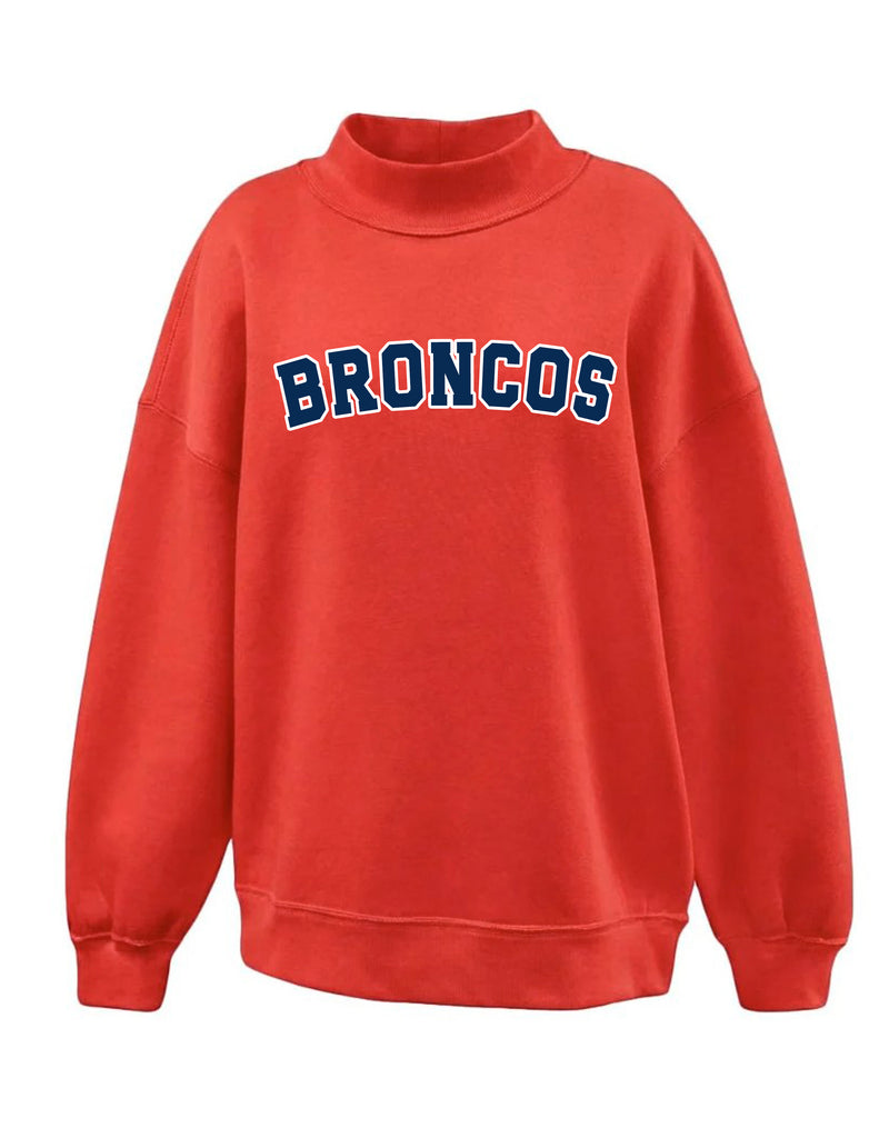 Boyd Football Red Mockneck Applique/Embroidered BRONCOS
