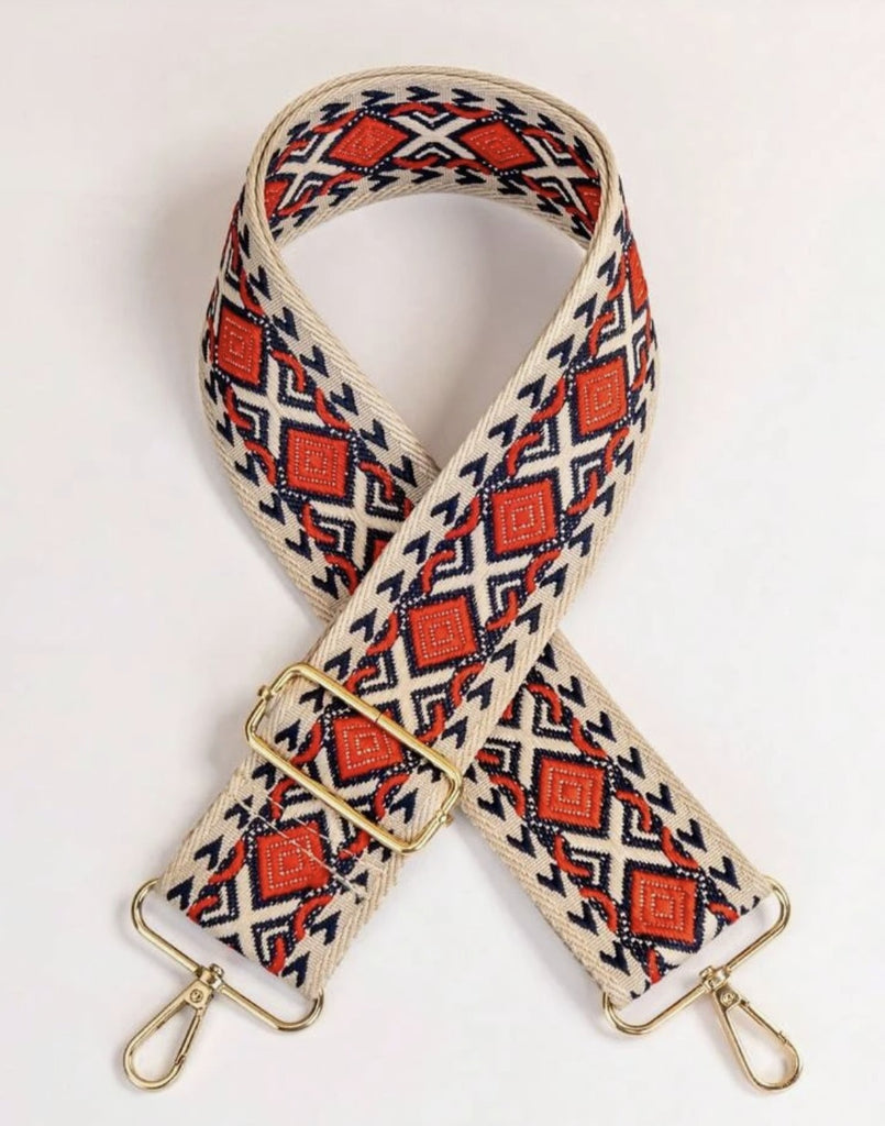 McKinney Boyd Volleyball Natural Embroidered Navy & Red Purse Strap