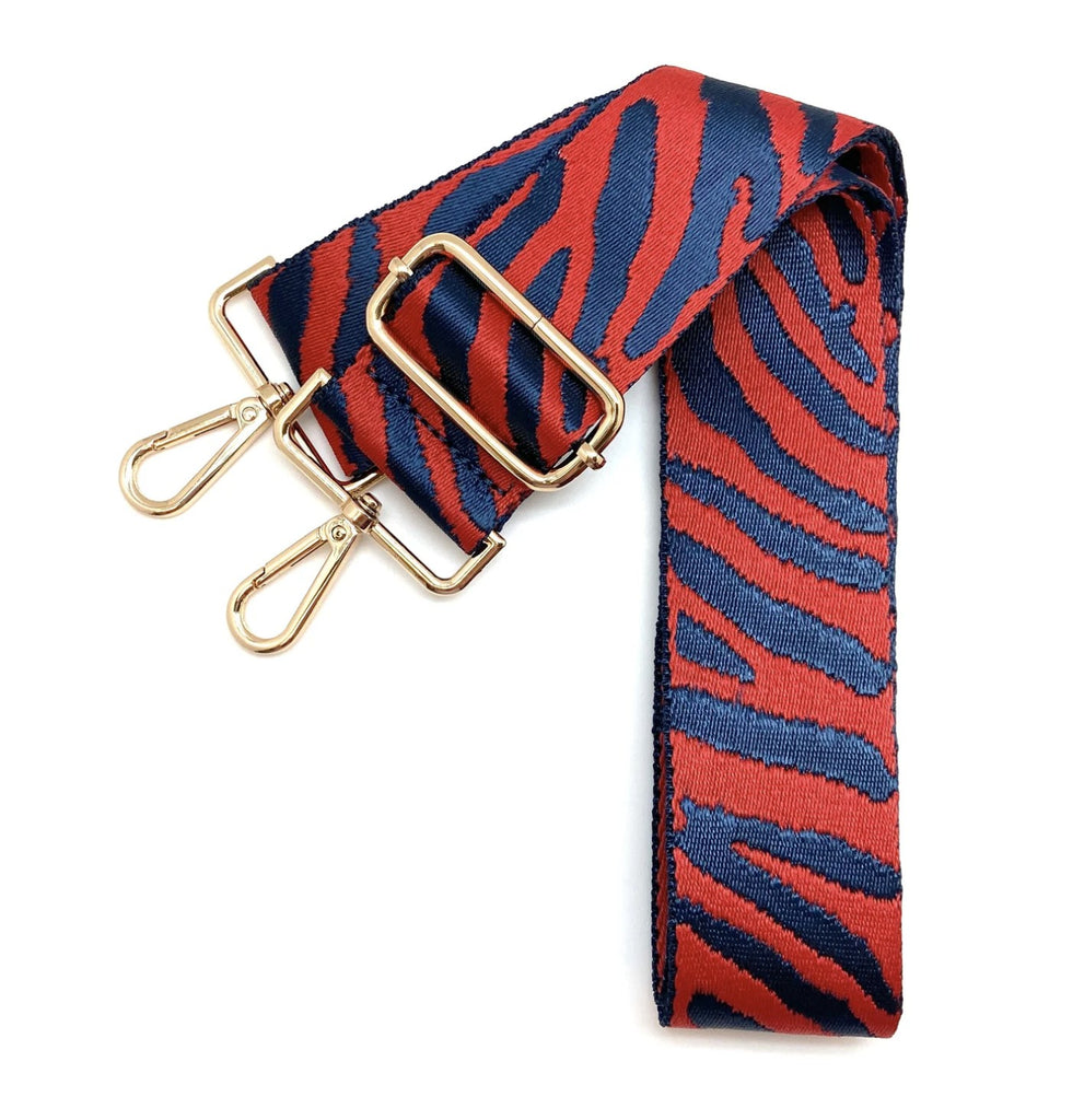 Allen Cheer Red/Navy Zebra Stripe Purse Strap