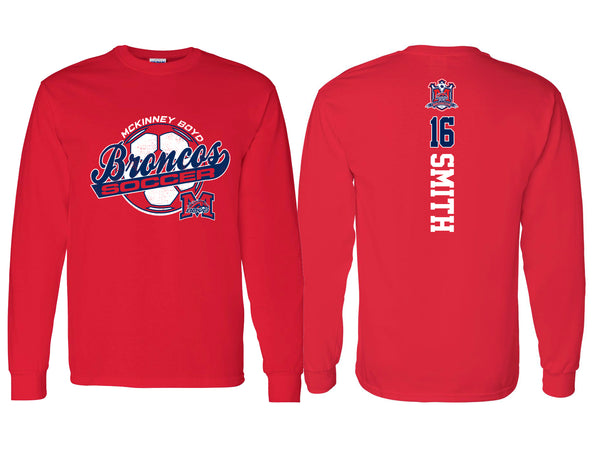 Boyd Girls Soccer Red Script Design with Personalization Option Long Sleeves