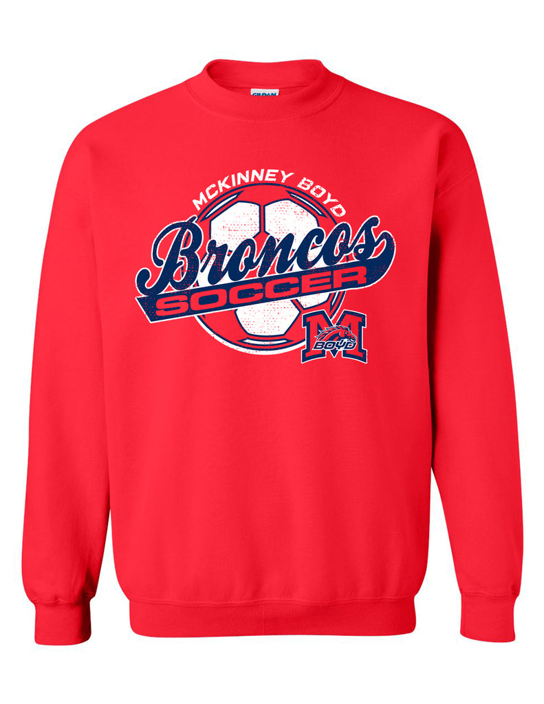 Boyd Girls Soccer Red Script Crewneck Sweatshirt