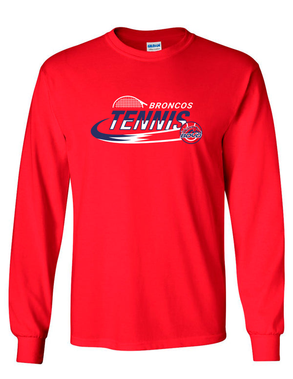 McKinney Boyd Tennis Red Swoosh Design Long Sleeve Tee