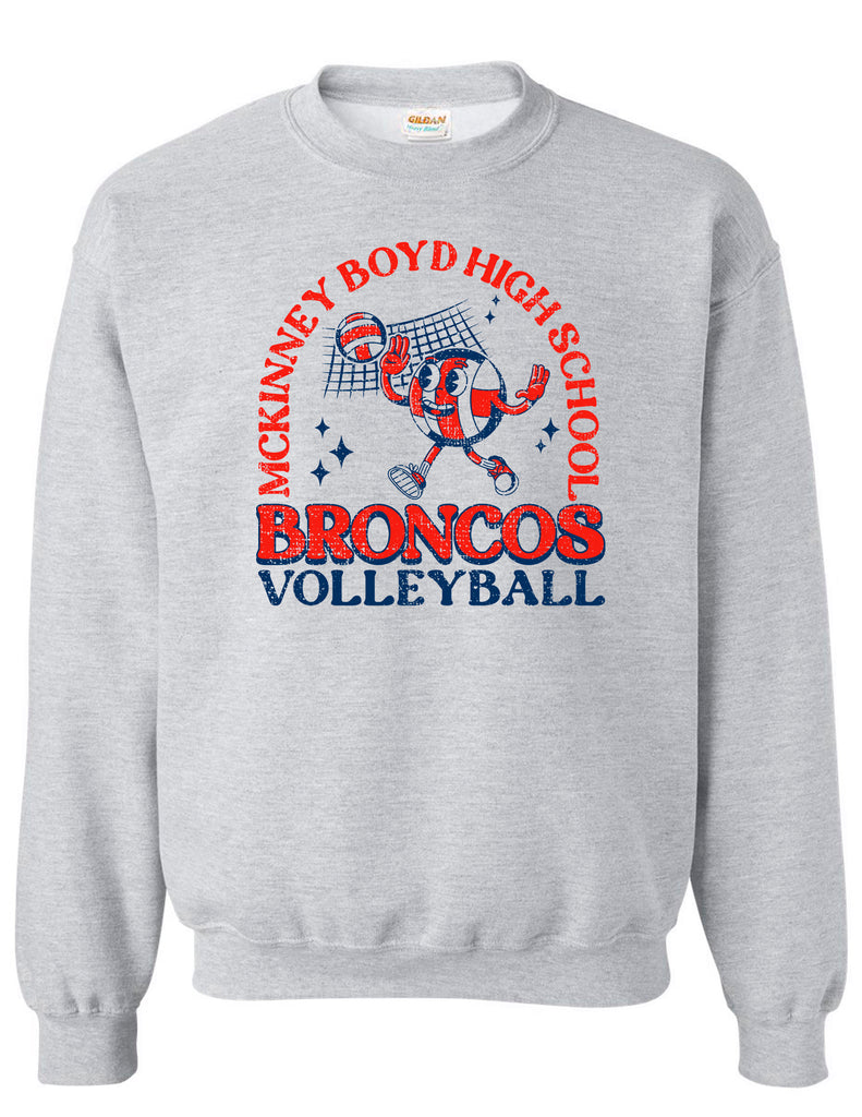 McKinney Boyd Volleyball Ash Gray Retro Character Crewneck Sweatshirt