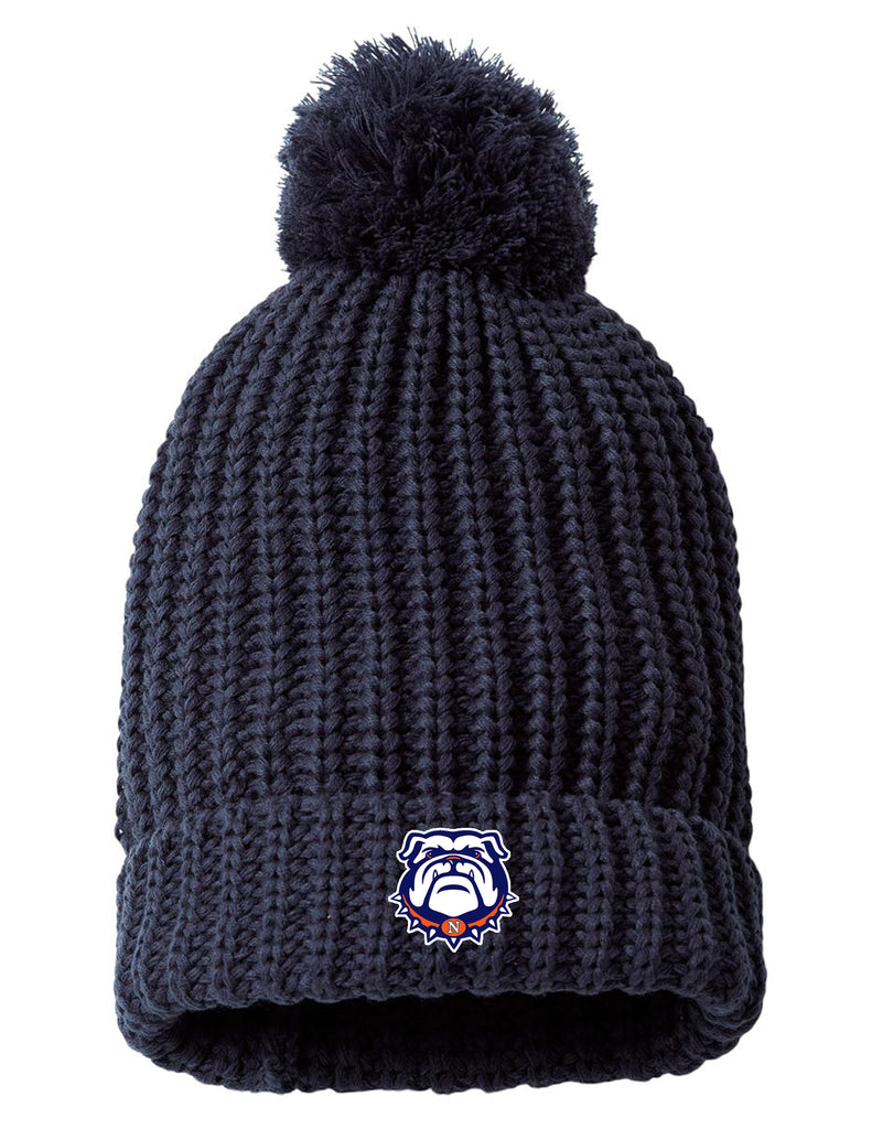 North Soccer Navy Knit Beanie with Embroidery