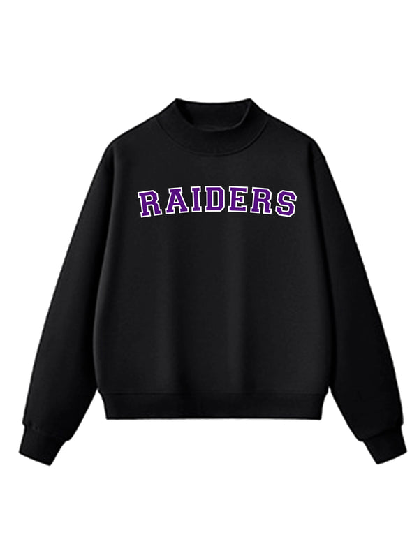 Richland Cheer Embroidered Applique Black Mock Neck