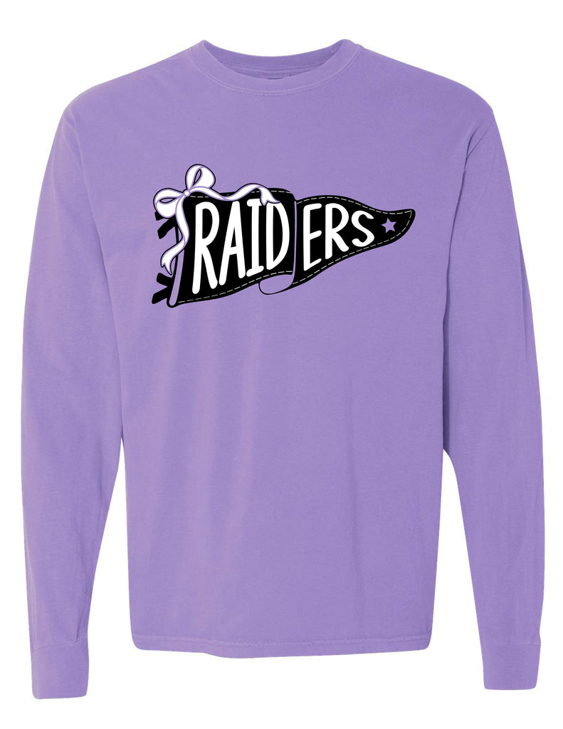 Richland Cheer Pennant Violet Comfort Colors Long Sleeve Tee