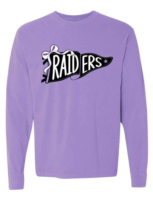 Richland Cheer Pennant Violet Comfort Colors Long Sleeve Tee
