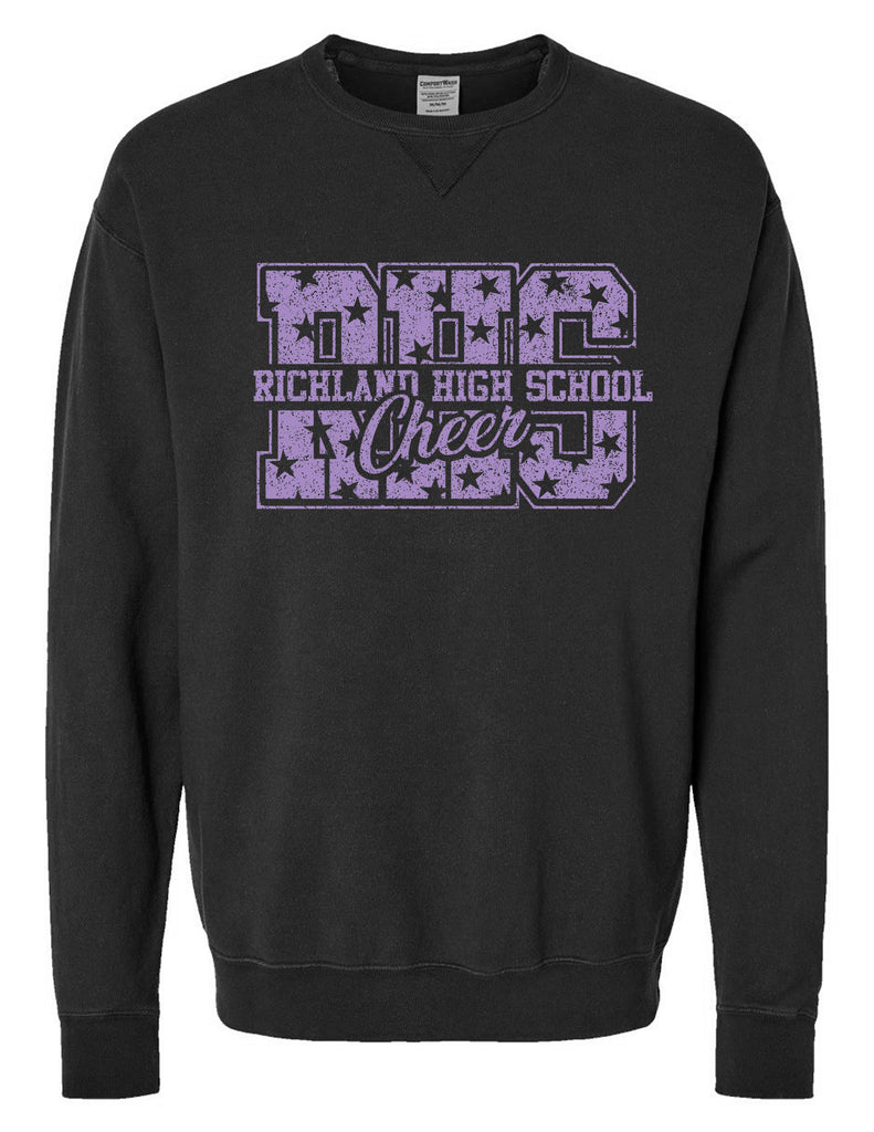 Richland Cheer RHS Stars Black Comfort Wash Crewneck