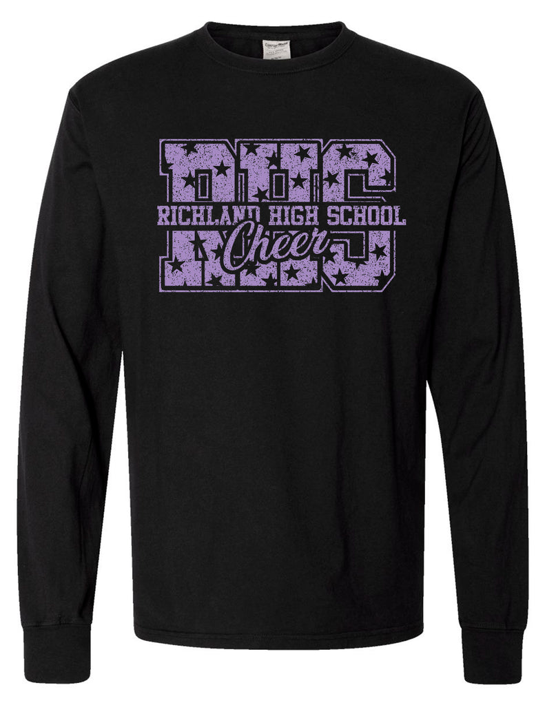 Richland Cheer RHS Stars Black Comfort Wash Long Sleeve Tee