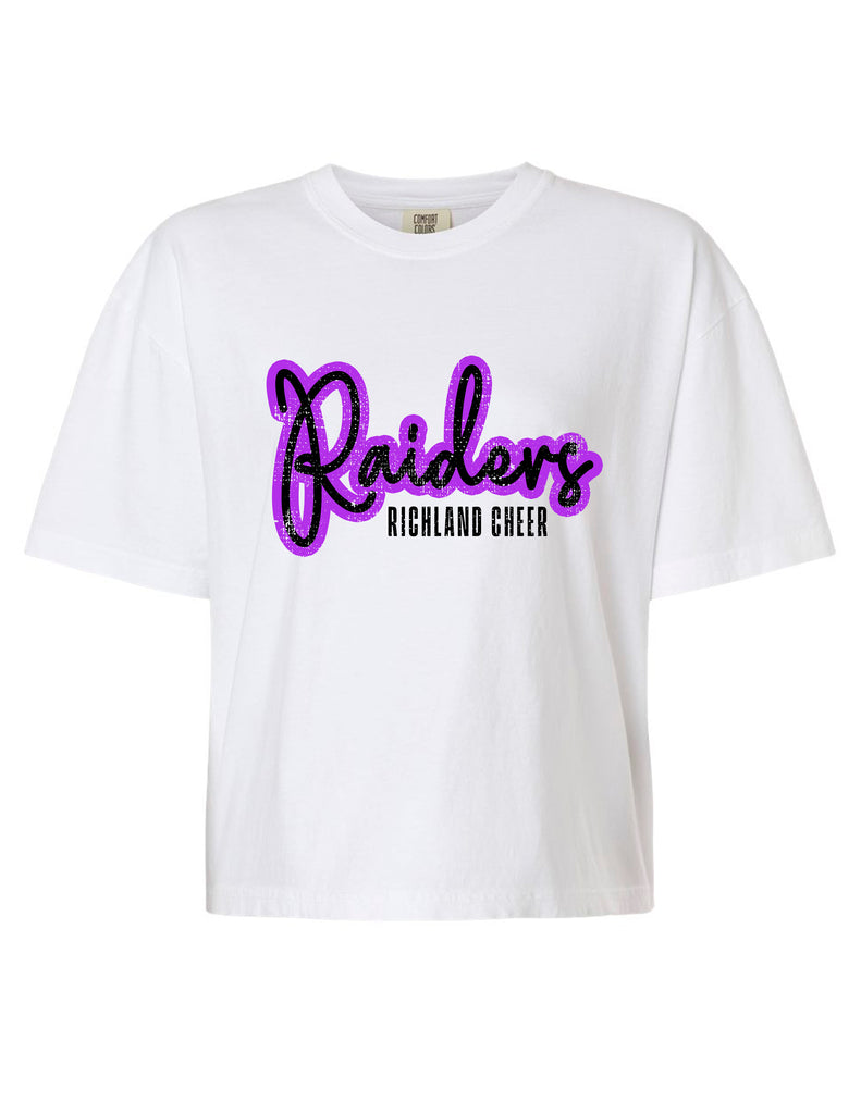 Richland Cheer Script White Comfort Colors Boxy Crop Tee