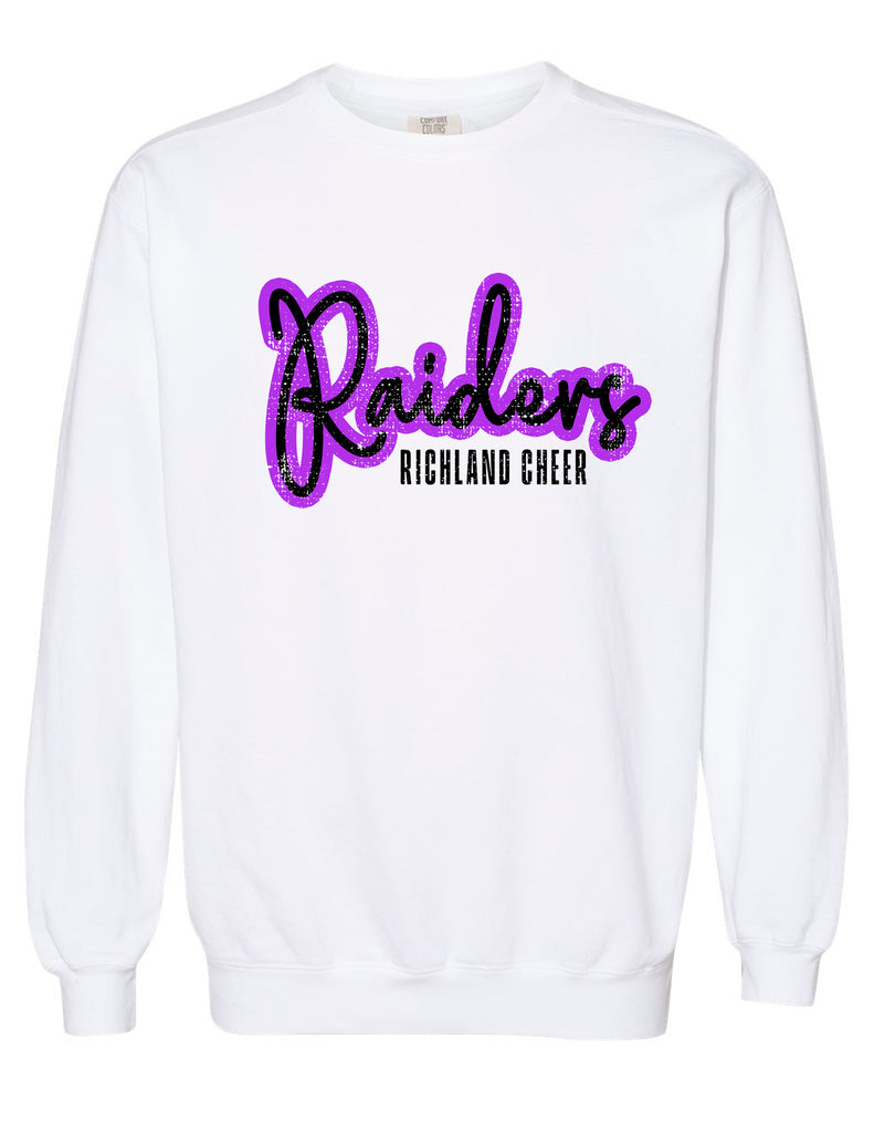Richland Cheer Script White Comfort Colors Crewneck