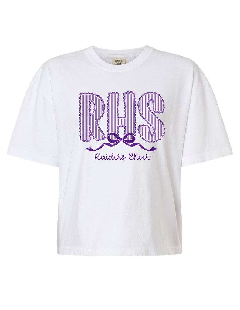 Richland Cheer Seer Sucker Lace White Comfort Colors Boxy Crop Tee