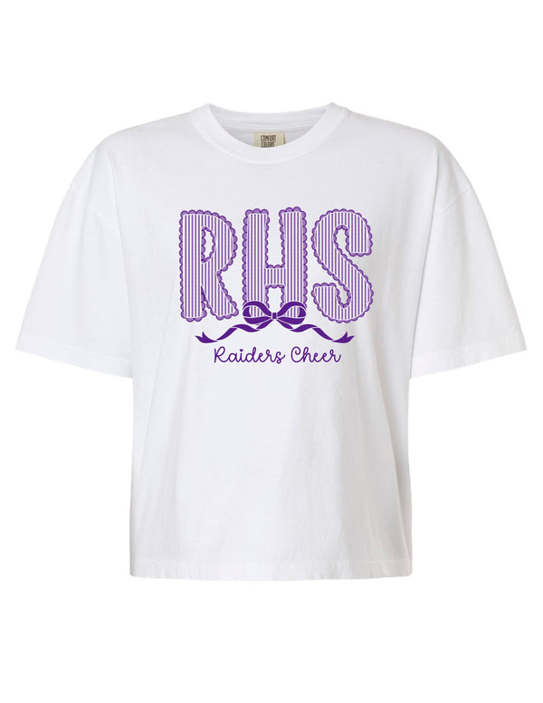 Richland Cheer Seer Sucker Lace White Comfort Colors Boxy Crop Tee