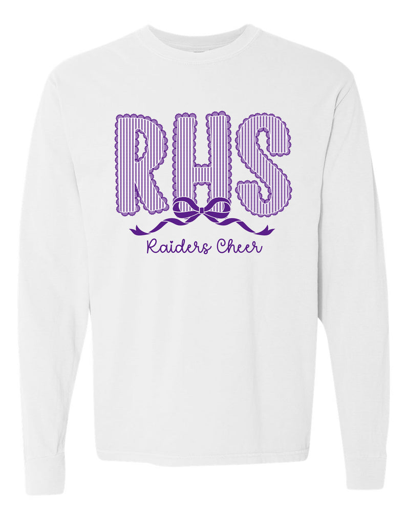 Richland Cheer Seer Sucker Lace White Comfort Colors Crop Long Sleeve Tee