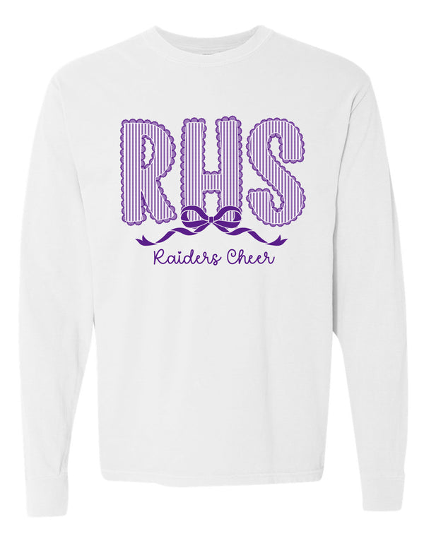 Richland Cheer Seer Sucker Lace White Comfort Colors Crop Long Sleeve Tee