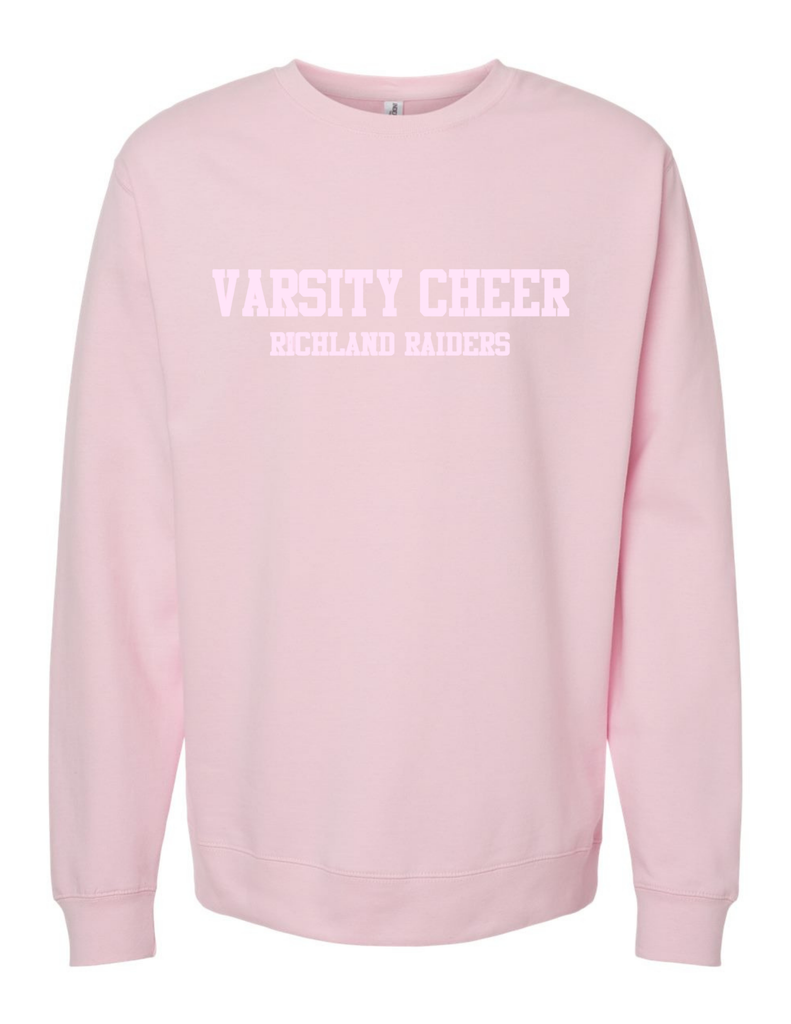Richland Cheer Tone on Tone Varsity Embroidered Independent Trading Light Pink Crewneck