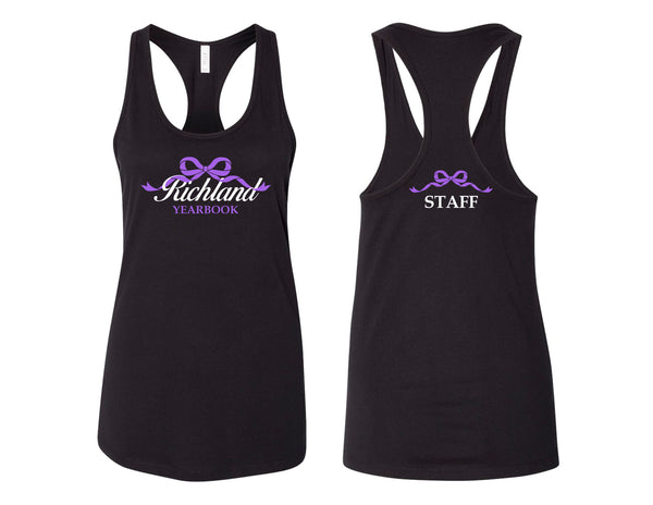 Richland Yearbook Bow Bella Canvas Black Racerback Tank