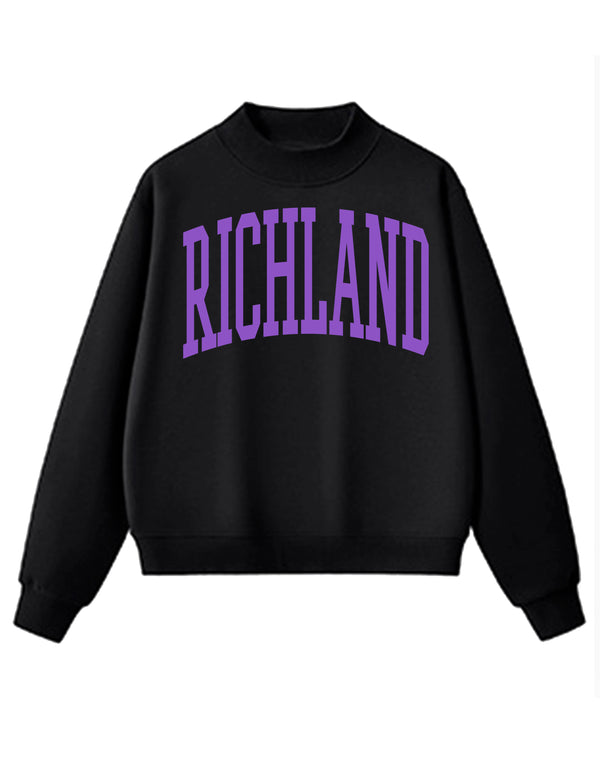 Richland Yearbook Oversized Print Black Mock Neck