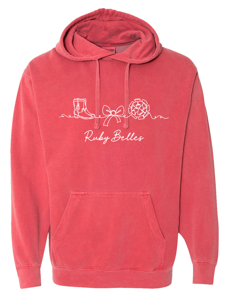 Ruby Belles Comfort Color Line Art Hoodie Crimson