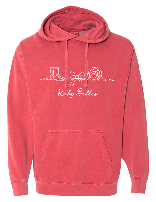 Ruby Belles Comfort Color Line Art Hoodie Crimson