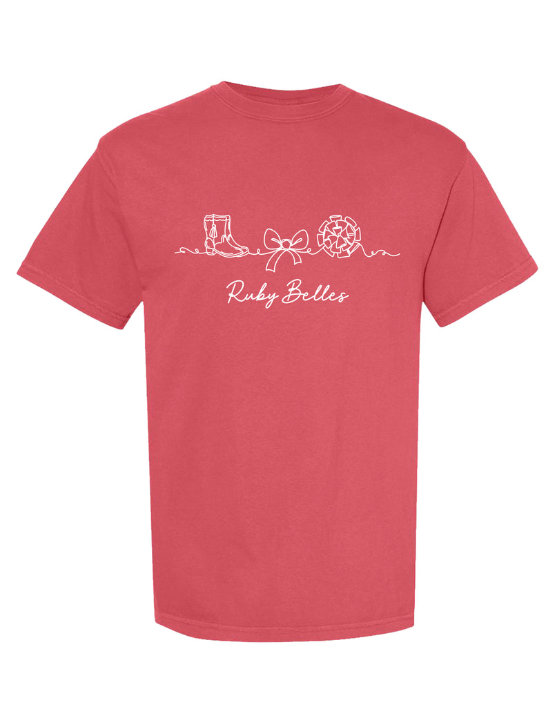 Ruby Belles Comfort Color Line Art Short Sleeve T-Shirt Crimson