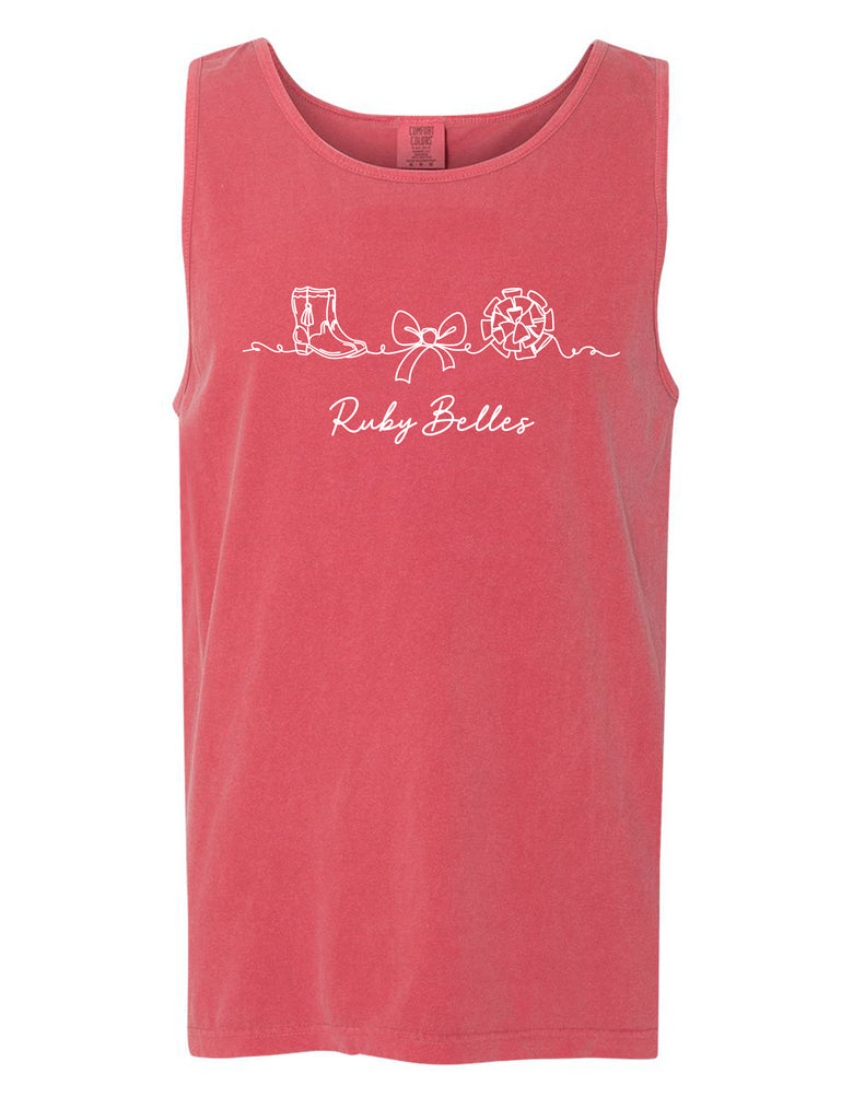 Ruby Belles Comfort Color Line Art Tank Crimson