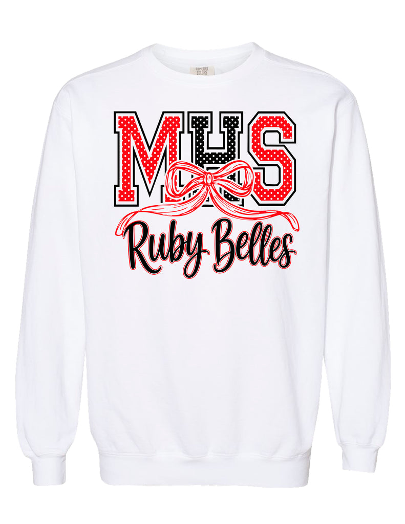 Ruby Belles Comfort Color Bow Crewneck Sweatshirt White