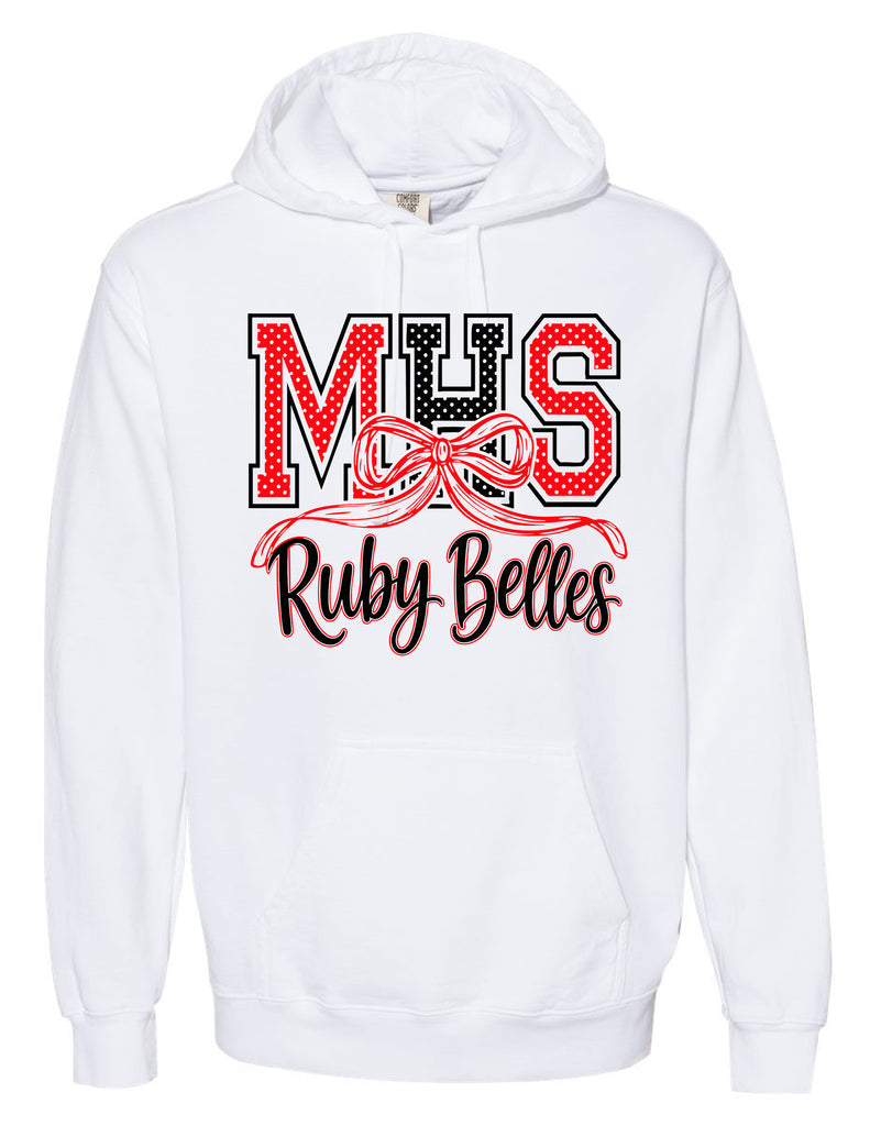 Ruby Belles Comfort Color Bow Hoodie White
