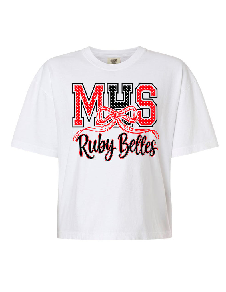 Ruby Belles Comfort Color Bow Cropped Short Sleeve T-Shirt