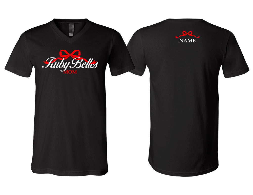 Ruby Belles Bella Canvas Mom V-Neck Short Sleeve T-Shirt w/ Personalization Black