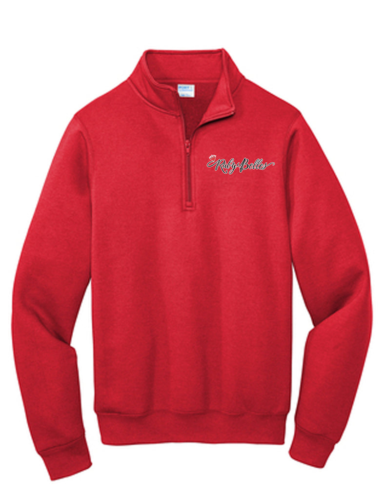 Ruby Belles Port & Co 1/4 Zip Red w/ Embroidery