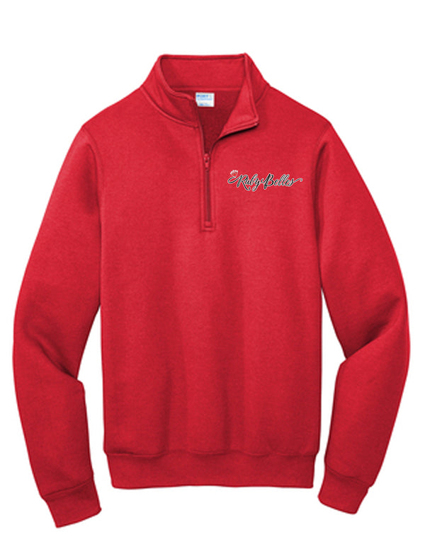 Ruby Belles Port & Co 1/4 Zip Red w/ Embroidery
