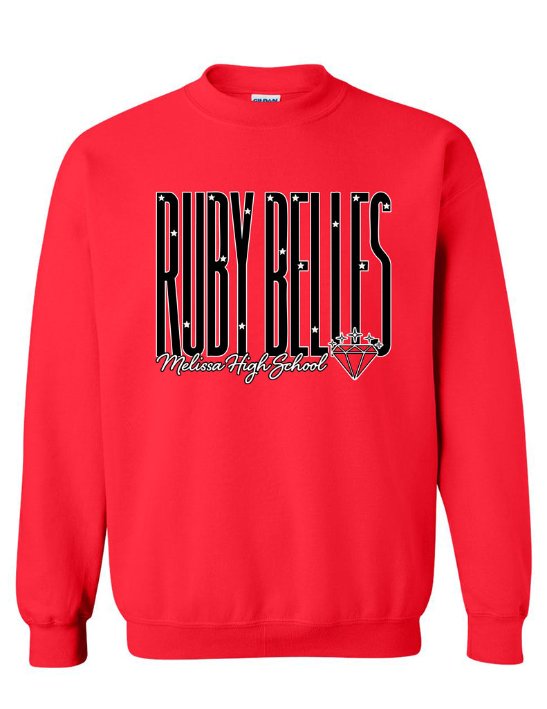 Ruby Belles Gildan Tall Stars Crewneck Sweatshirt Red