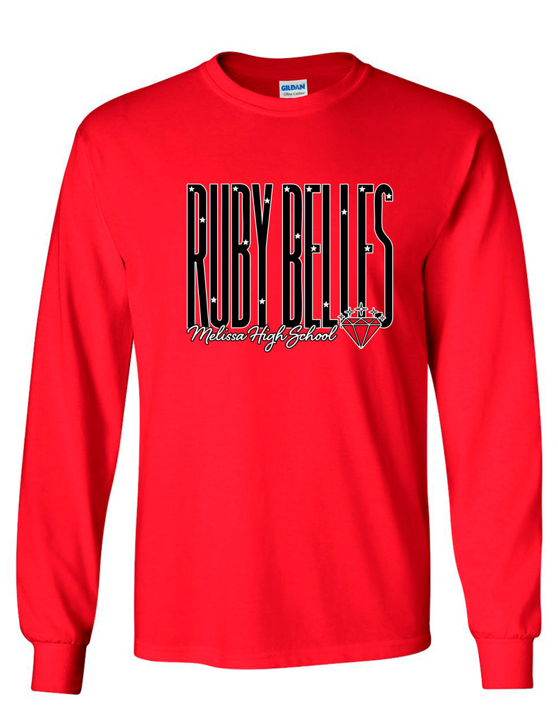 Ruby Belles Gildan Tall Stars Long Sleeve T-Shirt Red