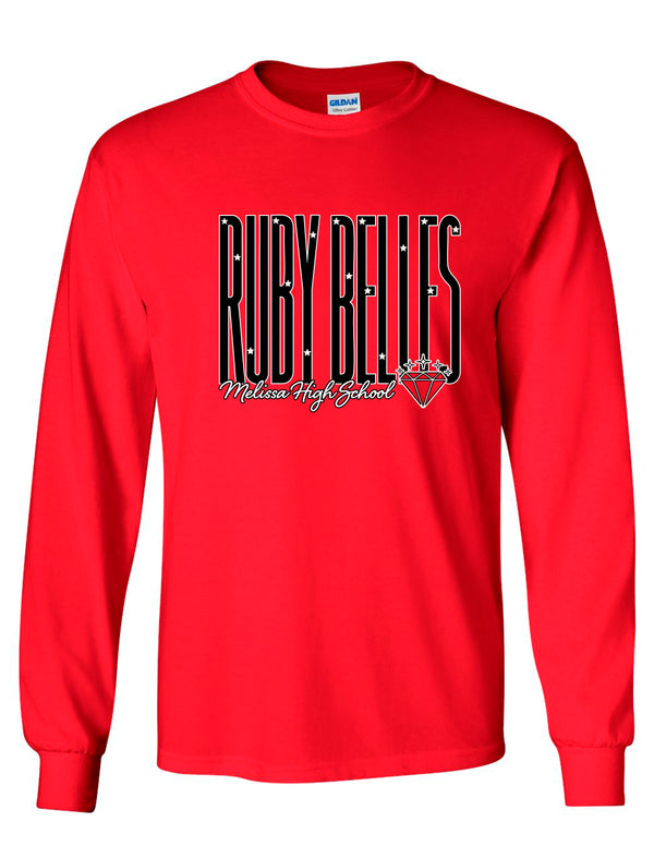 Ruby Belles Gildan Tall Stars Long Sleeve T-Shirt Red