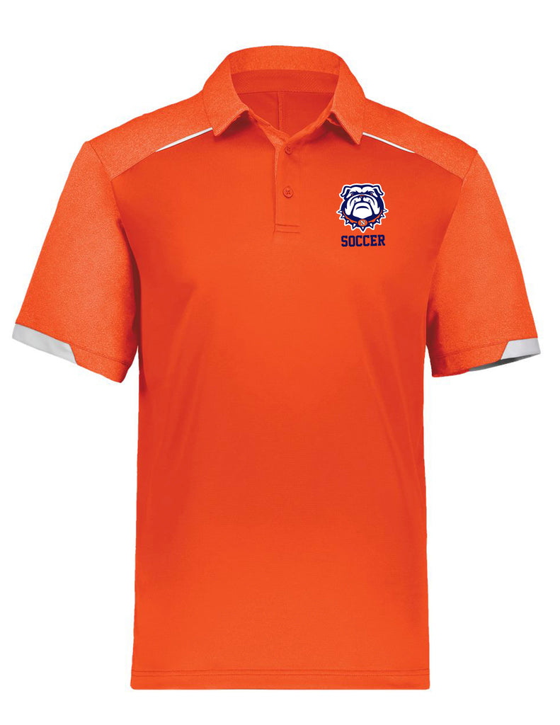McKinney North Soccer Russell Athletics Heathered Orange Polo with Embroidered Logo