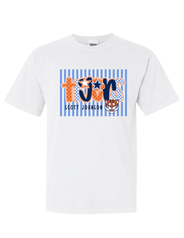 Scott Johnson Gildan White Stripe Stars Short Sleeve T-Shirt YOUTH