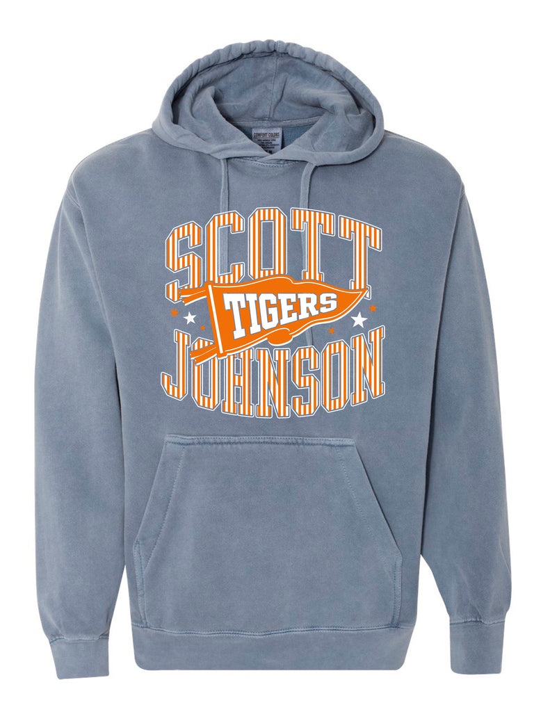 Scott Johnson Comfort Color Flo Blue Pennant Hoodie ADULT