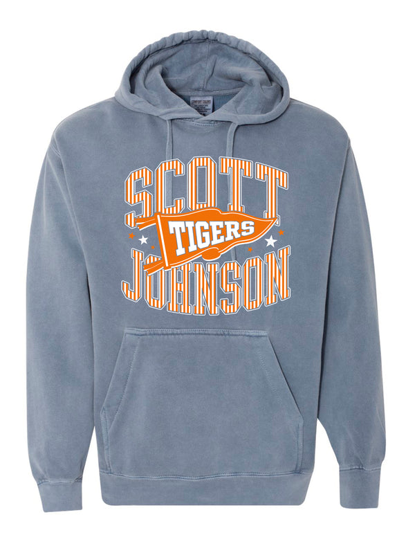 Scott Johnson Comfort Color Flo Blue Pennant Hoodie ADULT
