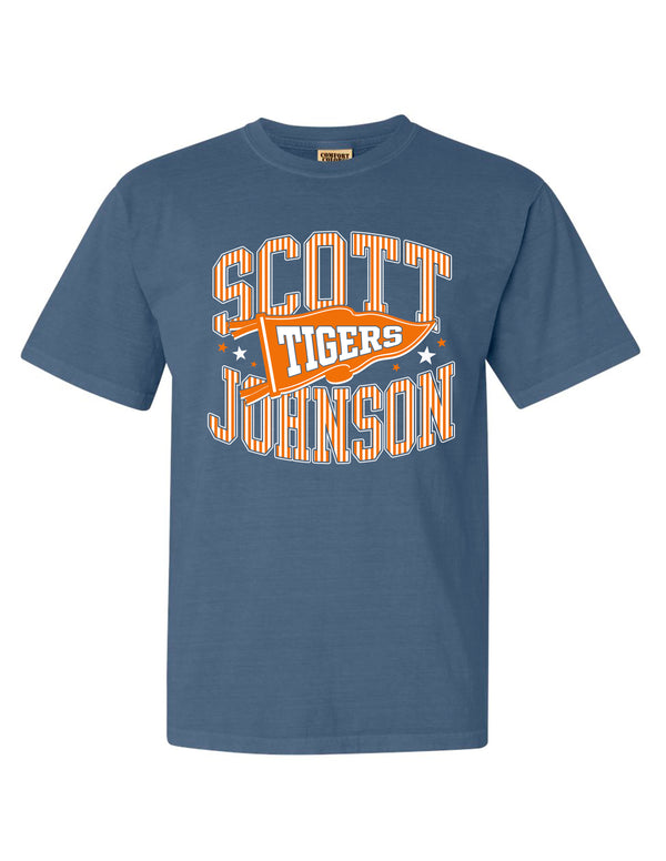 Scott Johnson Comfort Color Flo Blue Pennant Short Sleeve T-Shirt ADULT