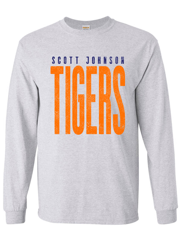 Scott Johnson Gildan Ash Tall Distressed Long Sleeve T-Shirt ADULT