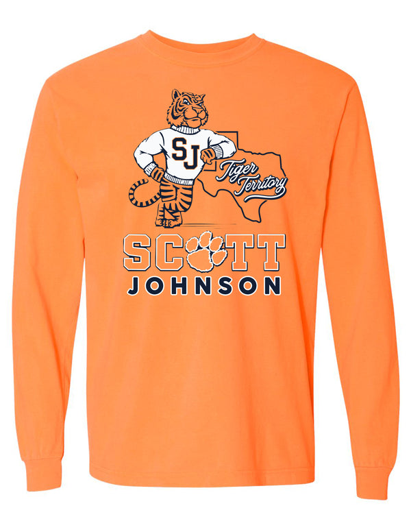 Scott Johnson Comfort Color Melon Tiger Texas Long Sleeve T-Shirt ADULT