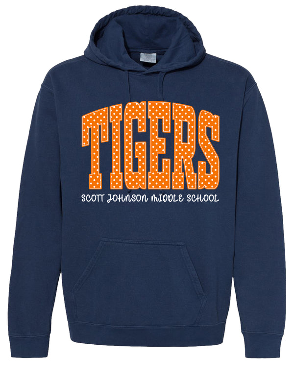 Scott Johnson Gildan Navy Polka Dot Tigers Hoodie YOUTH