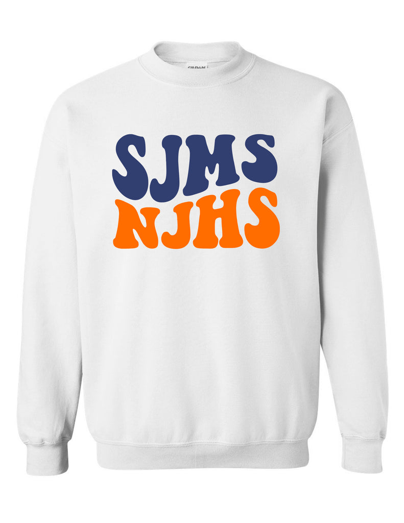 Scott Johnson NJHS White Bubble Wave Crewneck Sweatshirt