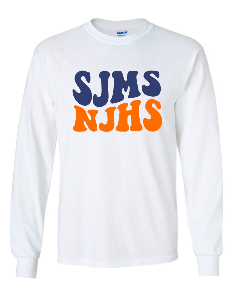 Scott Johnson NJHS White Bubble Wave Long Sleeve Tee