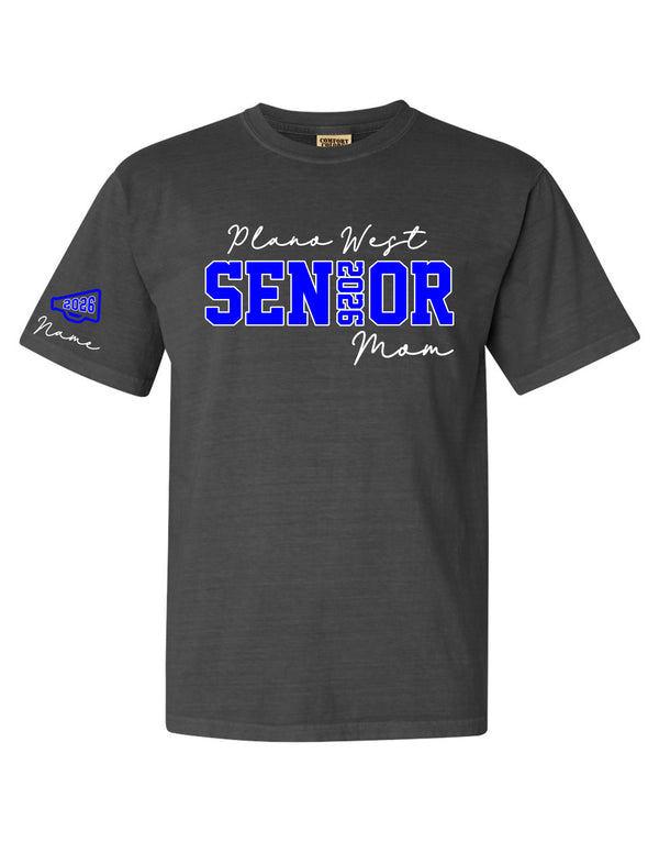 Plano West Cheer Comfort Colors Pepper Senior Mom Tee with Personalization