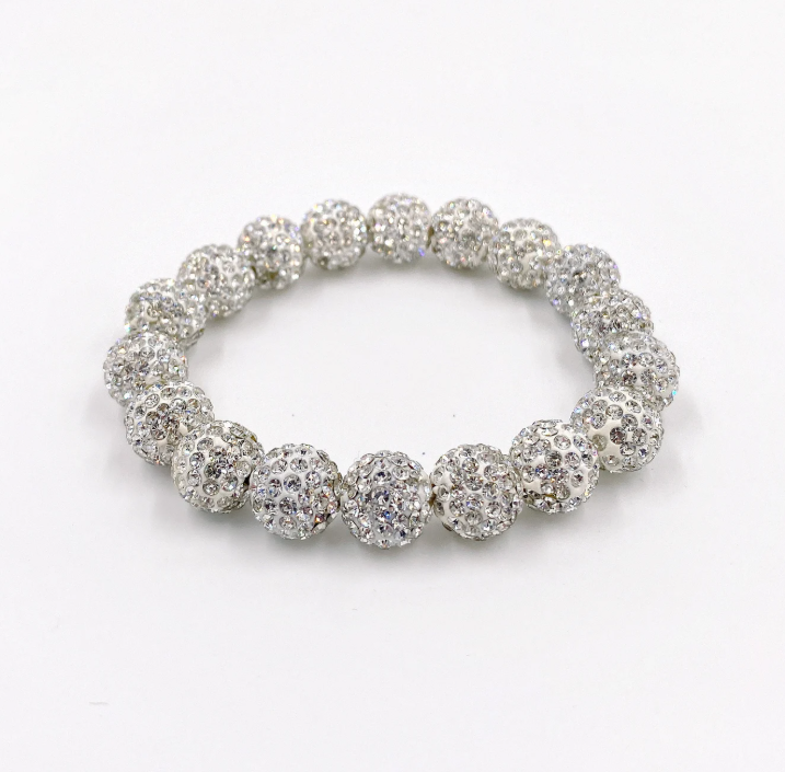 Lovejoy Football Disco Ball Bracelet Silver Crystal