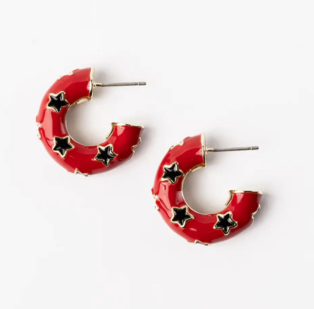 Lovejoy Football Red Enamel Hoops with Black Stars
